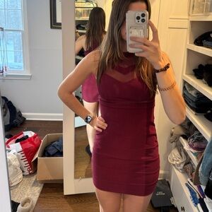 Love, Nickie Lew Elegant Burgundy Sleeveless Mini Dress